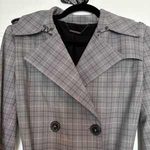 Elie Tahari Gray Plaid Women's Trench Coat